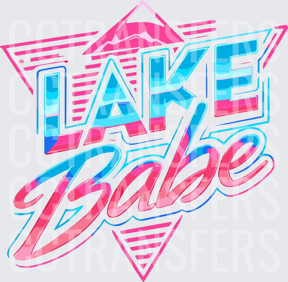 Lake Babe Retro 80s Neon Typography Star Burst (DTF)