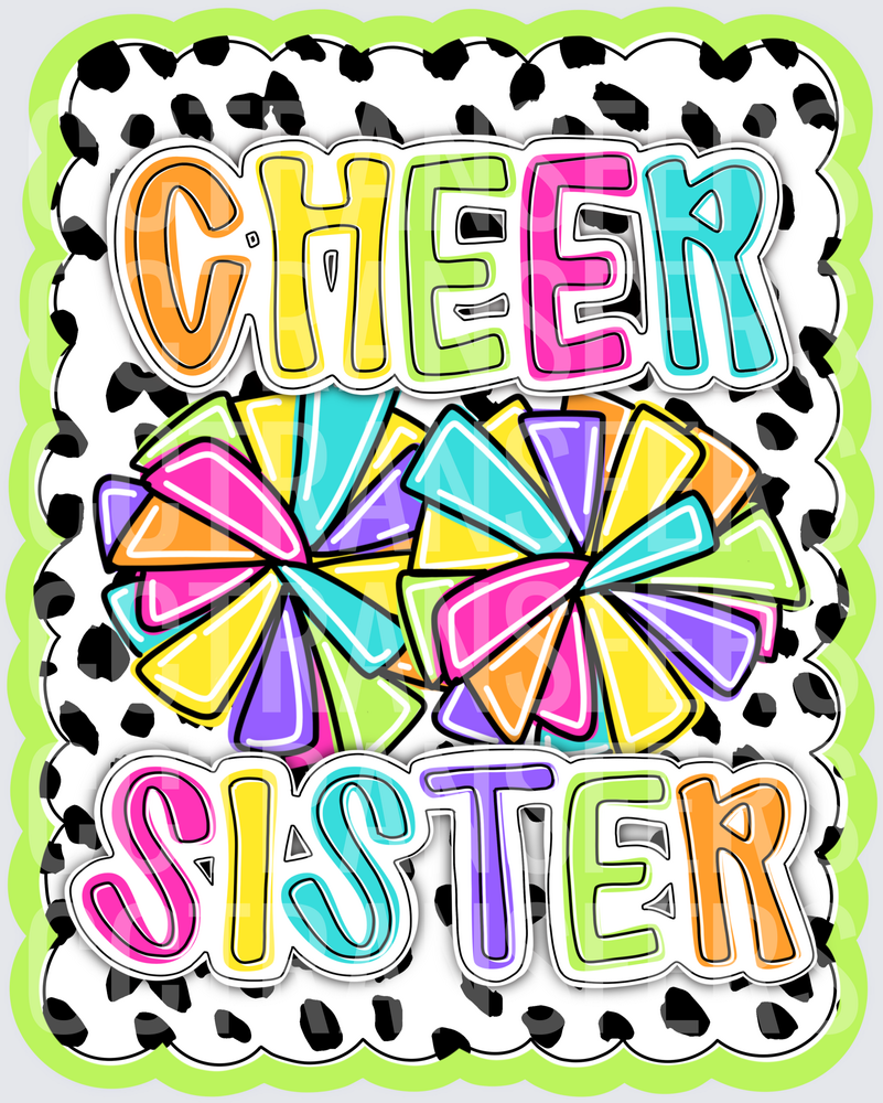 Cheer Sister Colorful Pom Poms Dalmatian Print (DTF)