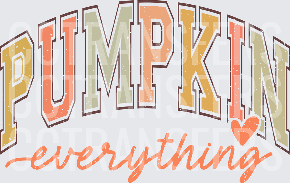 Pumpkin Everything Varsity Arch Fall Script Heart (DTF)