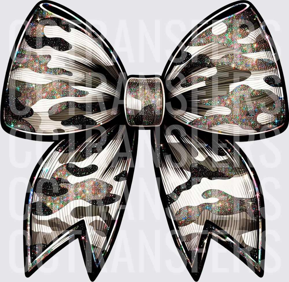 Glitter Camo Cheer Bow (DTF)