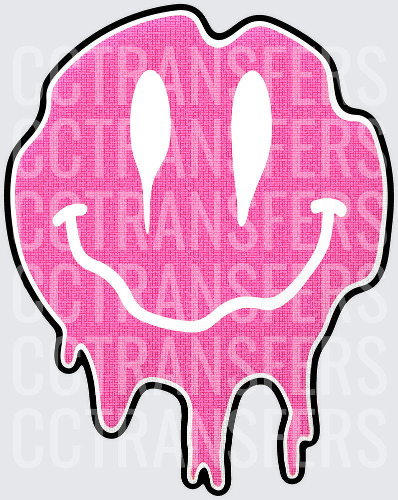 Hot Pink Melting Drip Smiley Face (DTF)