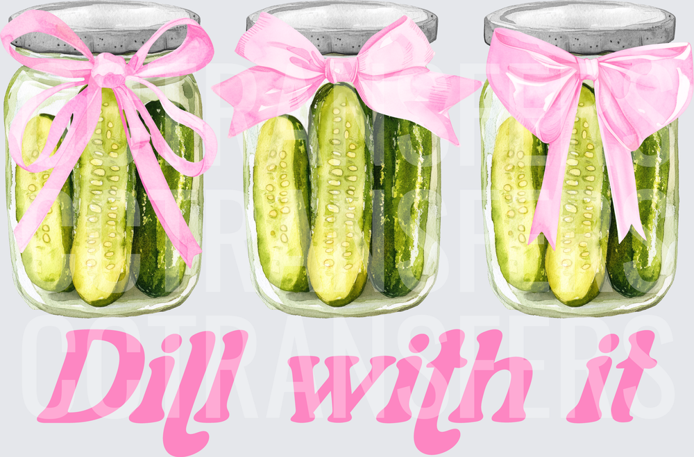 Dill With It Pink Bow Pickle Jars (DTF)