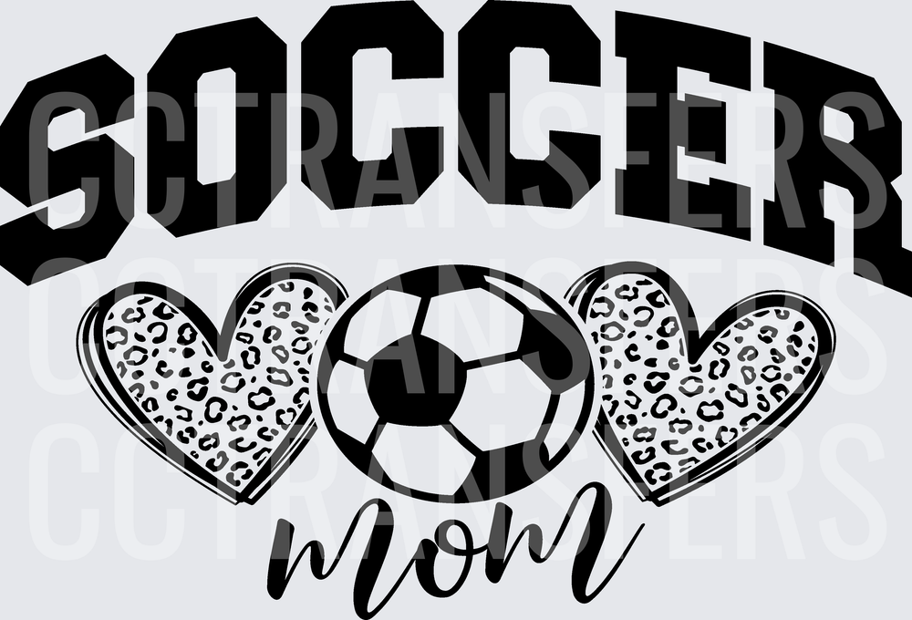Soccer Mom Leopard Heart Ball Design (DTF)
