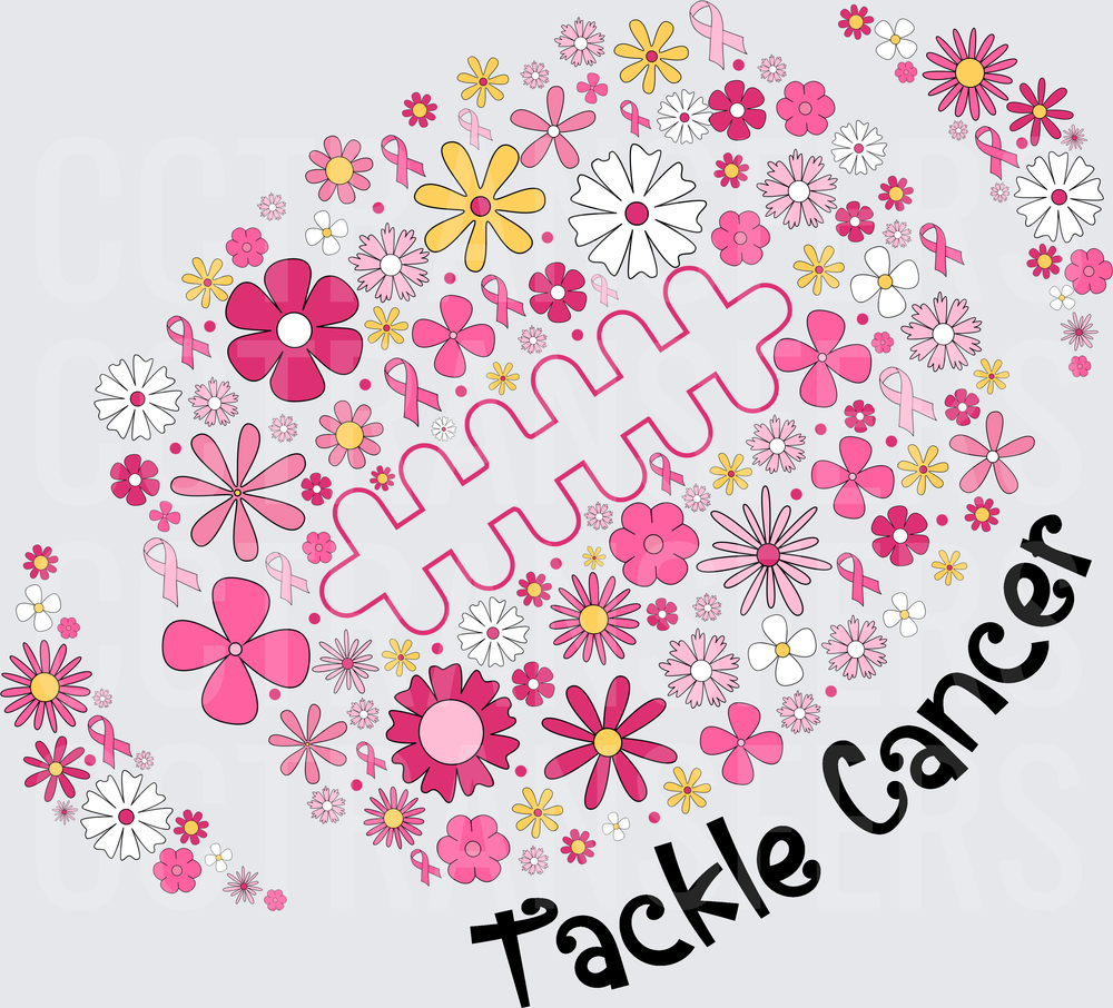 Tackle Cancer Floral Pink Ribbon Awareness Design (DTF)