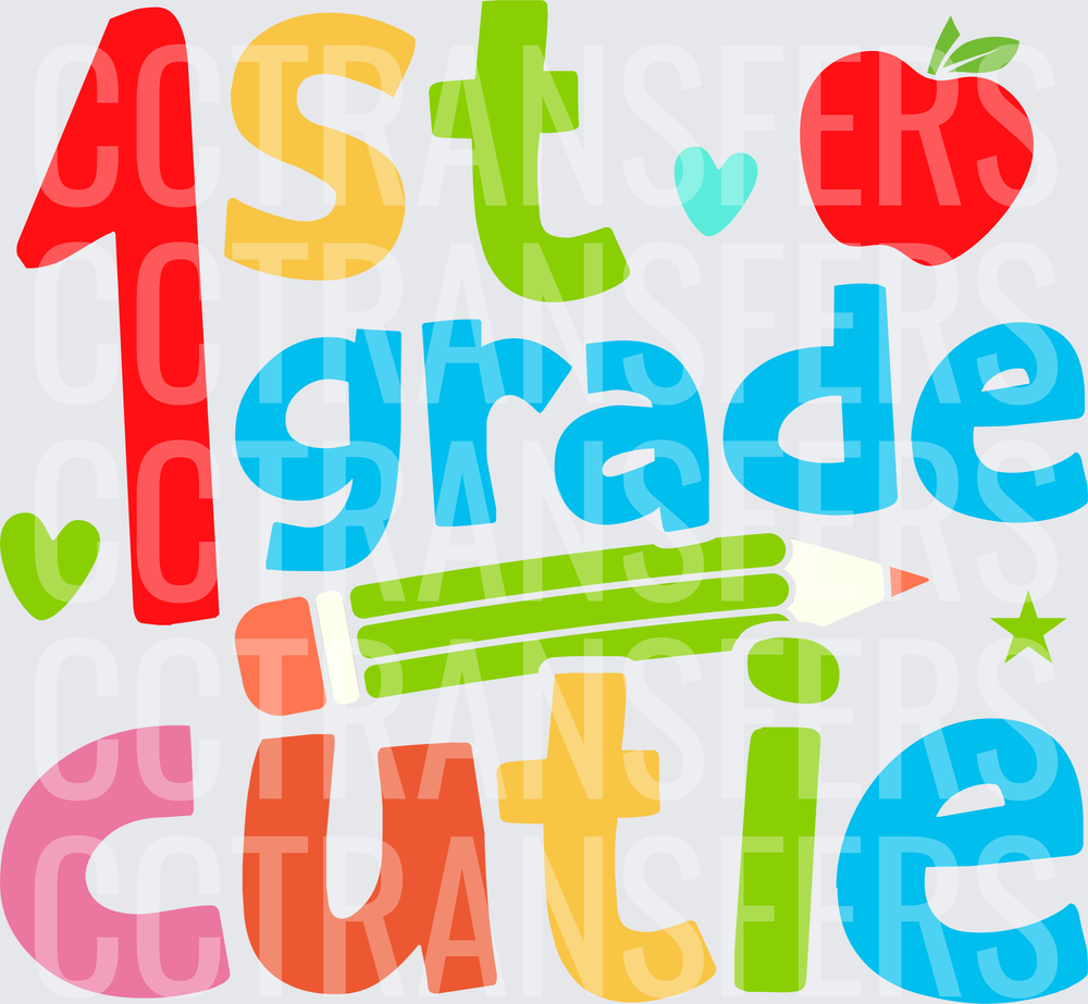 1st Grade Cutie Colorful Back to School Design (DTF)