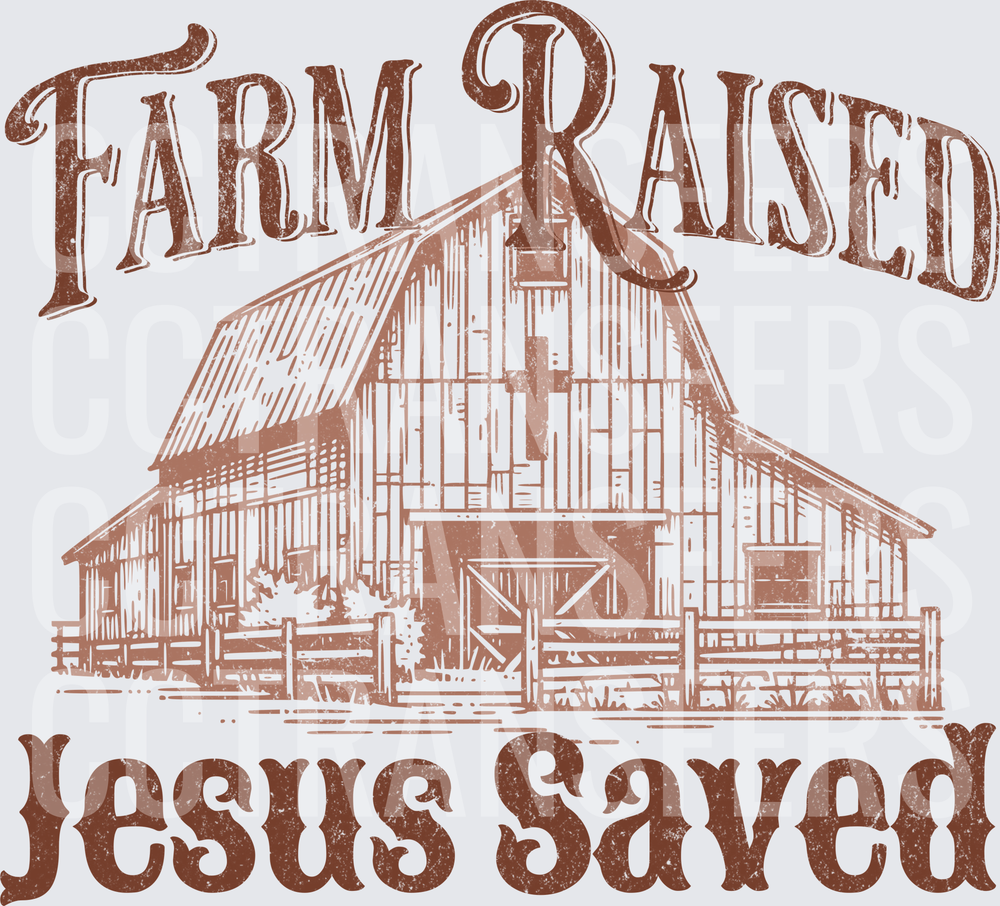 Farm Raised Jesus Saved Vintage Barn Cross (DTF)