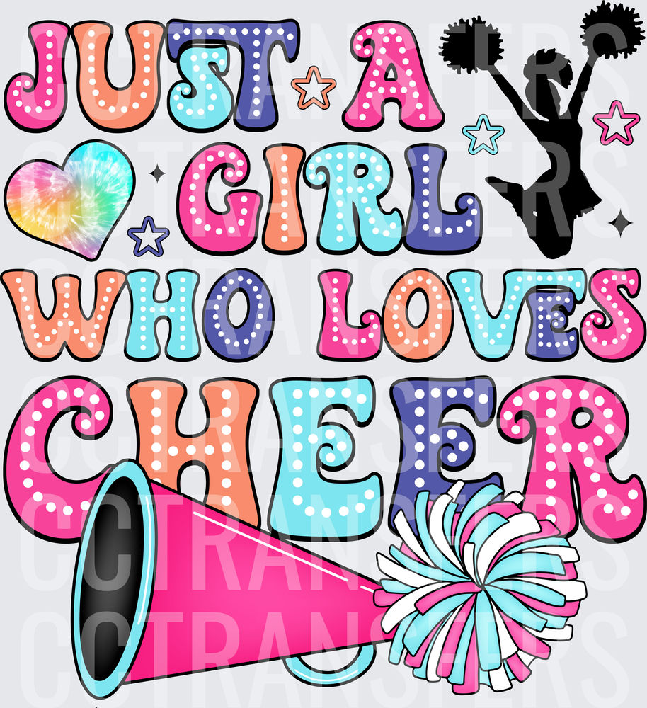 Just A Girl Who Loves Cheer Colorful Marquee Letters (DTF)