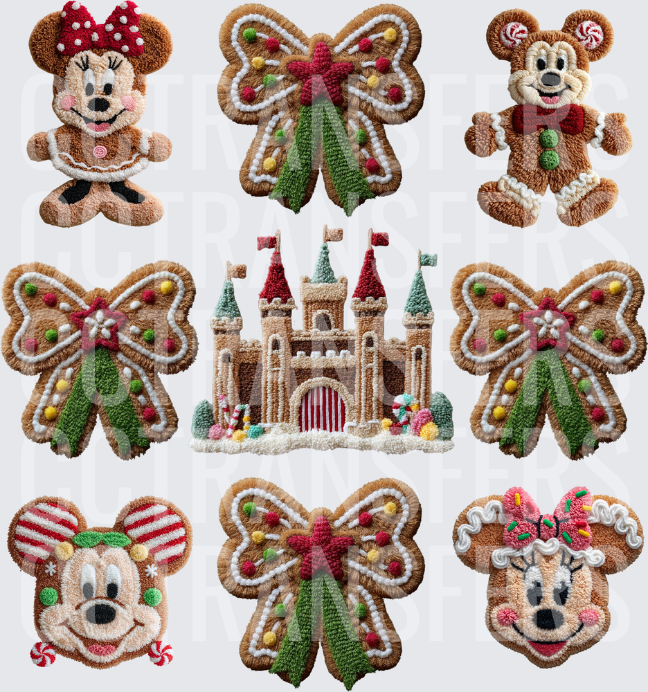 Gingerbread Mouse Christmas Bundle Punch Needle Style (DTF)