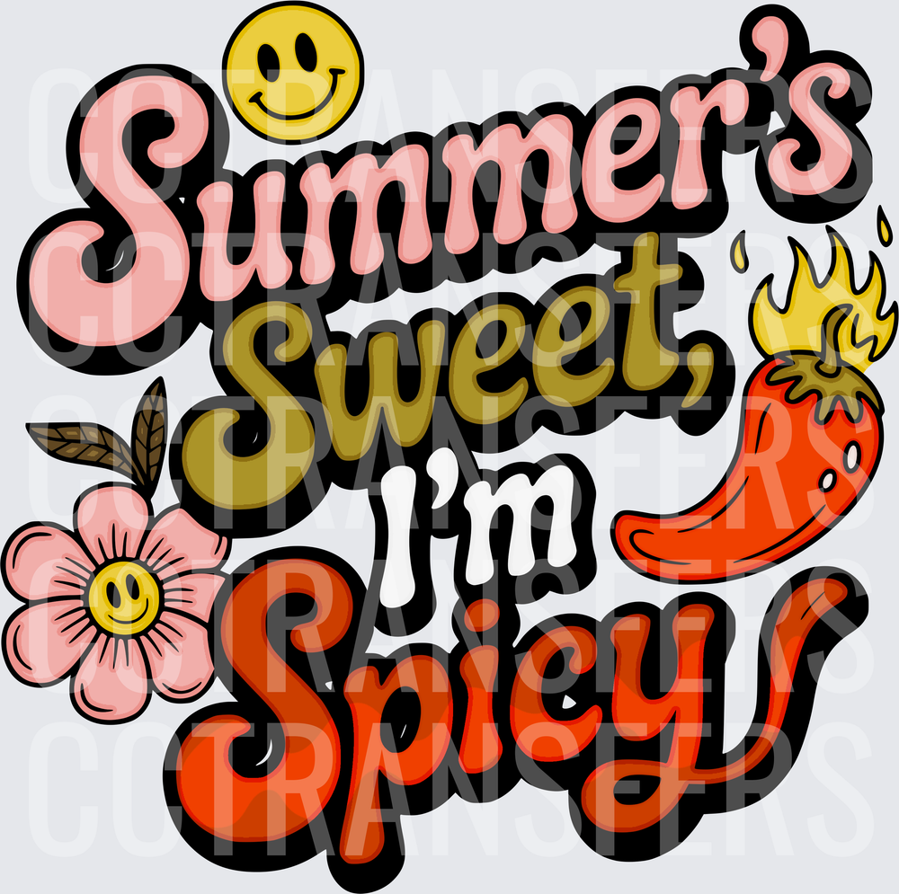 Summer's Sweet I'm Spicy Retro Floral Chili Pepper (DTF)