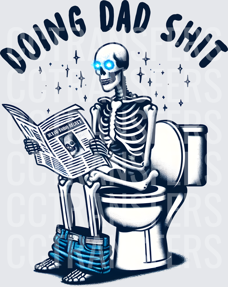 Doing Dad Shit Skeleton Reading Newspaper on Toilet (DTF)