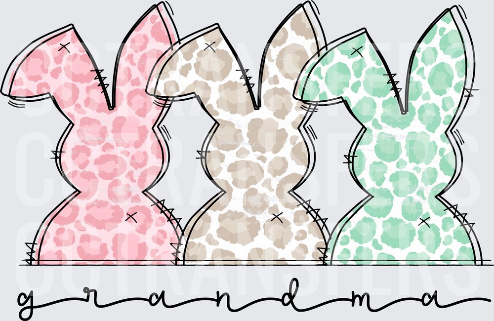 Grandma Leopard Print Easter Bunnies Trio (DTF)