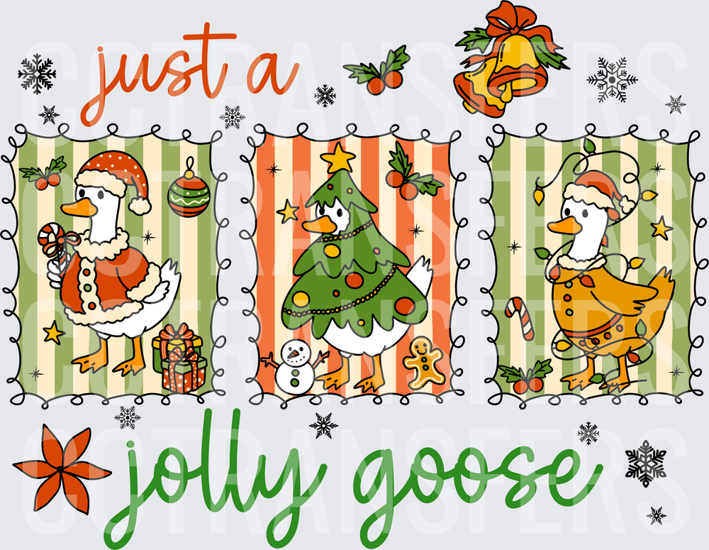 Just A Jolly Goose Christmas Trio Holiday Geese (DTF)