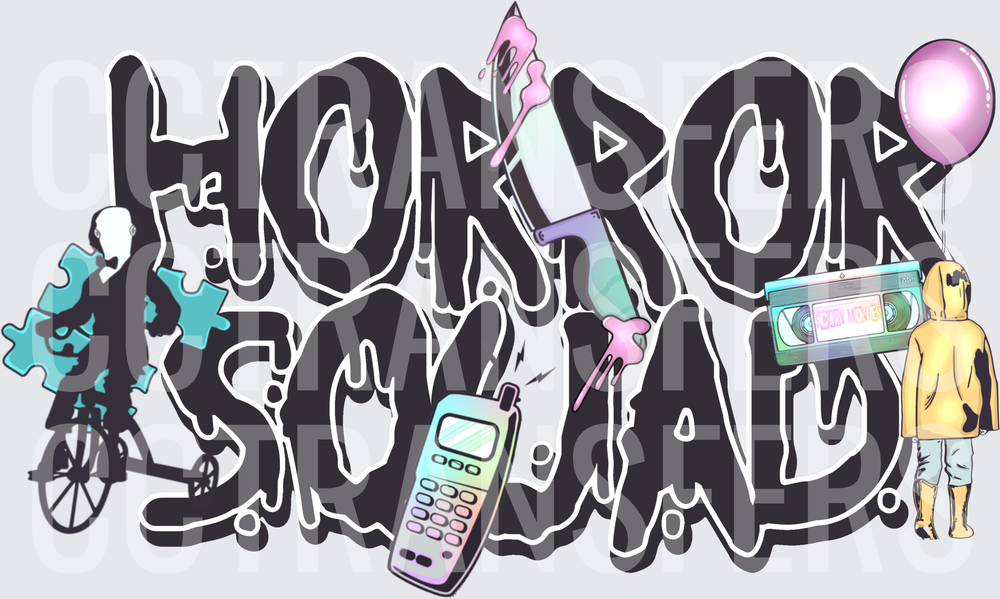 Horror Squad Grunge Graphic with Retro Icons DTF
