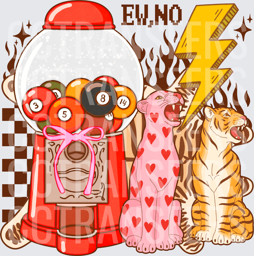 Ew No Gumball Machine Pool Balls Pink Heart Leopard Tiger (DTF)