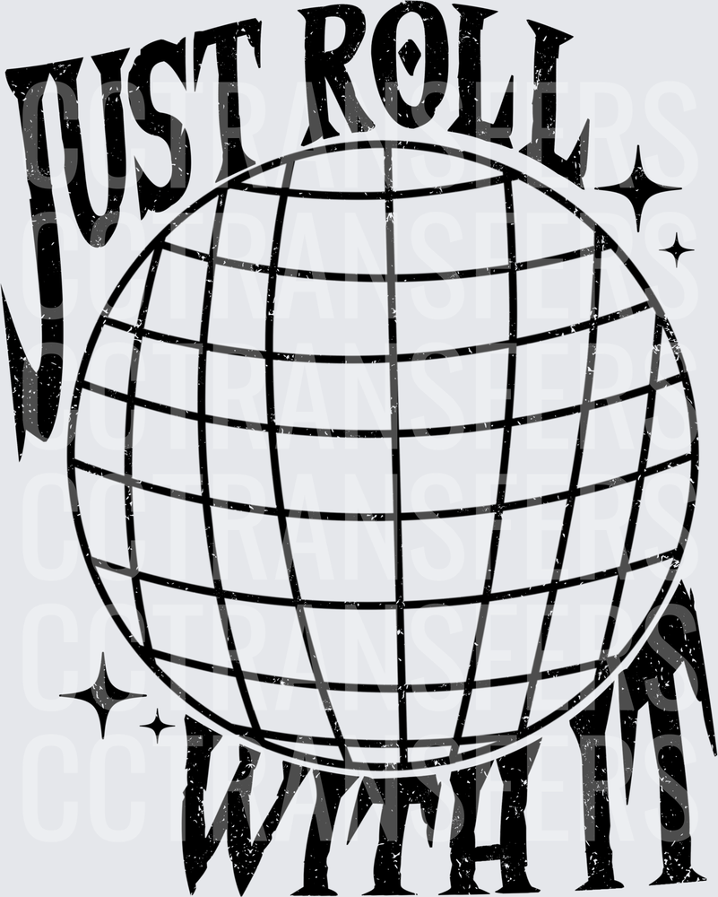 Just Roll With It Disco Ball Sparkle Vintage (DTF)