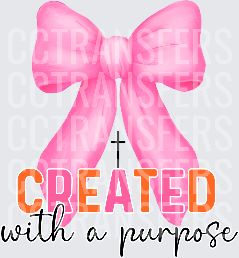 Pink Bow Cross Created With A Purpose (DTF)