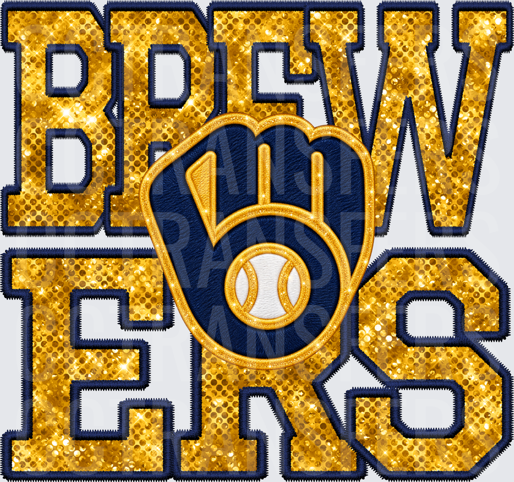 Brewers Gold Glitter Sequin Embroidery Patch Logo (DTF)