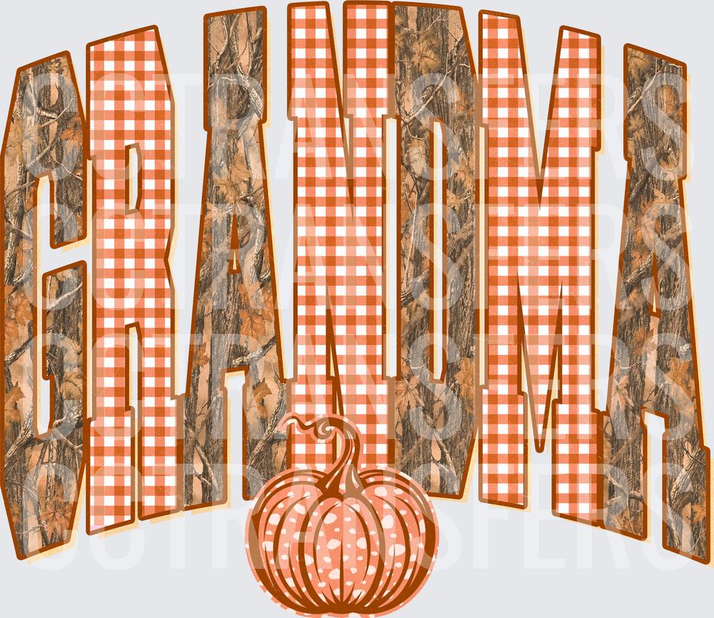 Grandma Fall Camo Gingham Pumpkin Arch (DTF)
