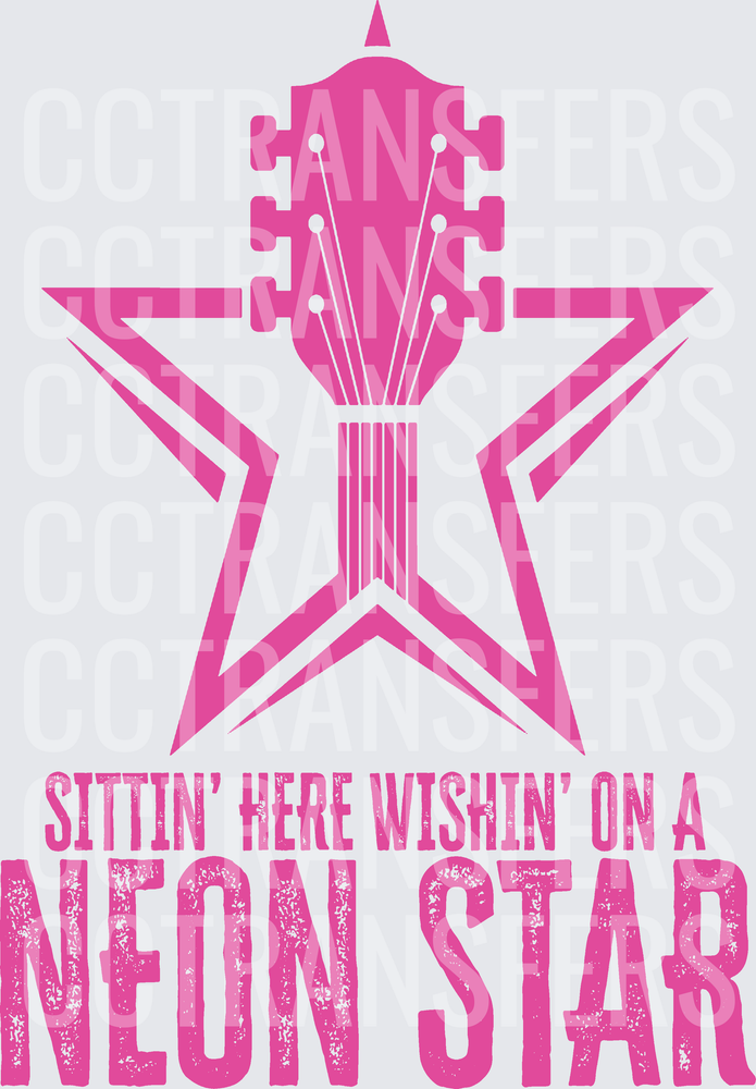Sittin' Here Wishin' On A Neon Star Guitar (DTF)