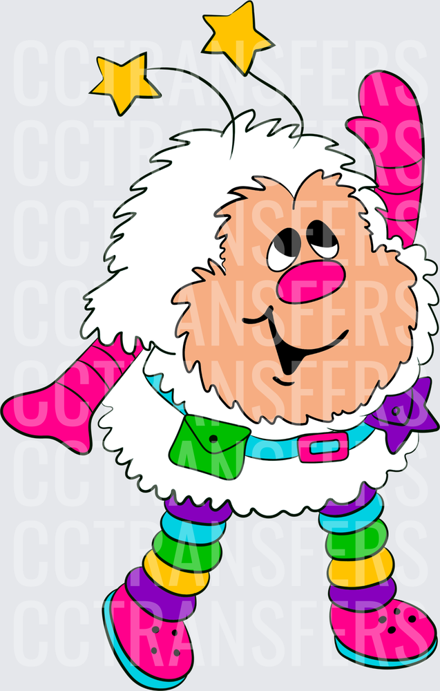 Fluffy Cartoon Creature Stars Rainbow Outfit Crocs (DTF)