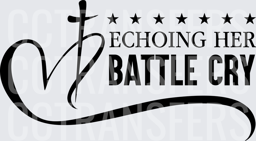 Echoing Her Battle Cry Cross Heart Stars Design (DTF)