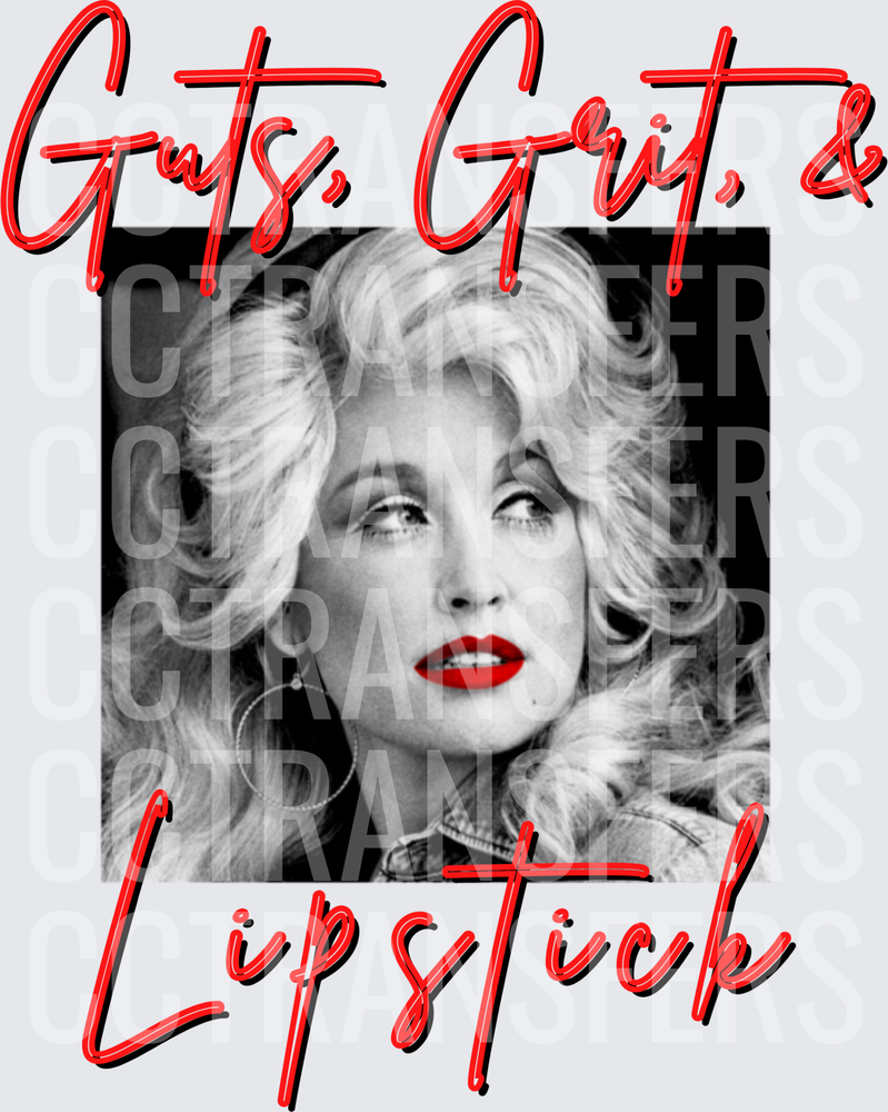 Guts Grit & Lipstick Blonde Country Icon Black White (DTF)