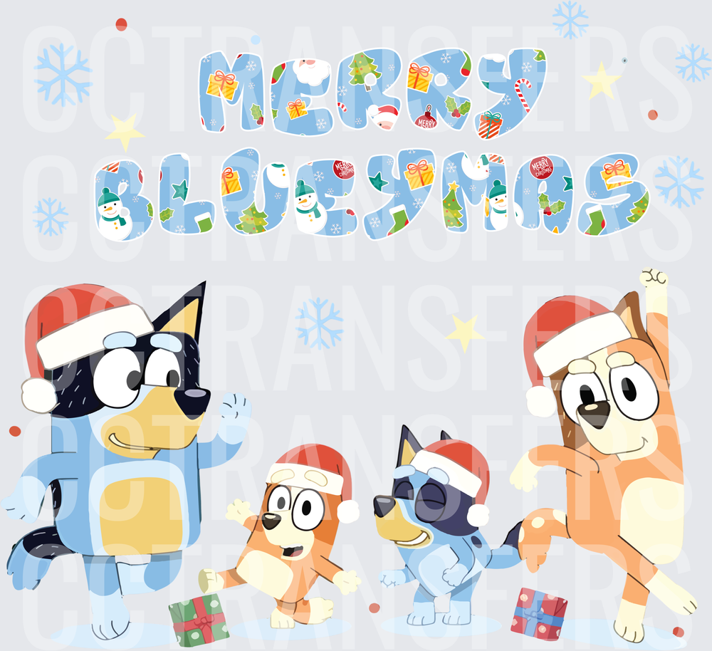 Merry Blueymas Dancing Dog Family Christmas (DTF)