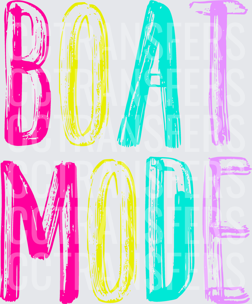 Boat Mode Bold Colorful Brush Letter Typography (DTF)