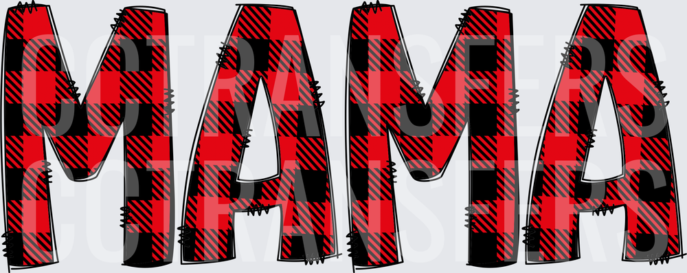 Red Black Buffalo Plaid MAMA Bold Letters (DTF)