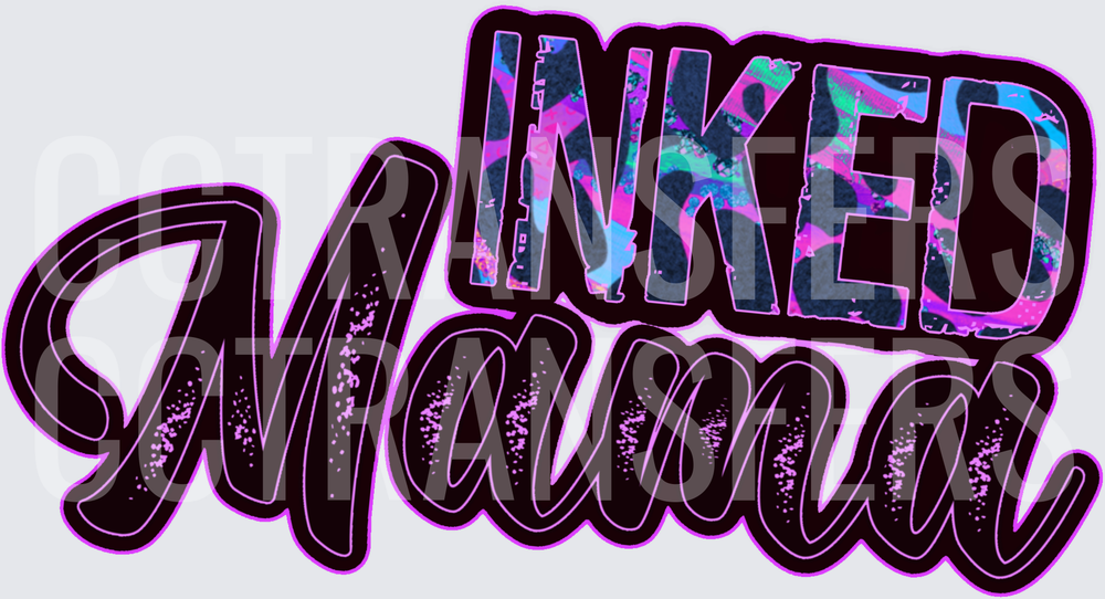 Inked Mama Bold Script Colorful Leopard Print Typography (DTF)