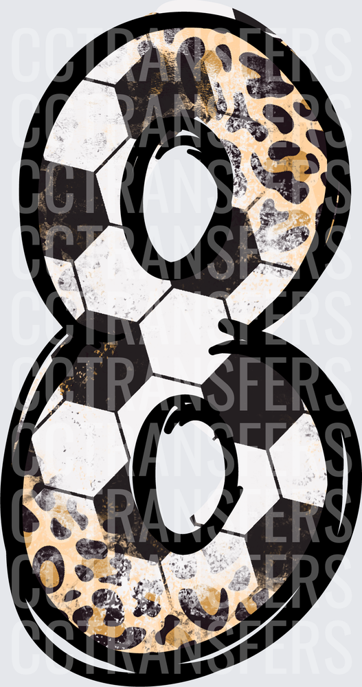 Soccer Ball Leopard Print Number 8 (DTF)