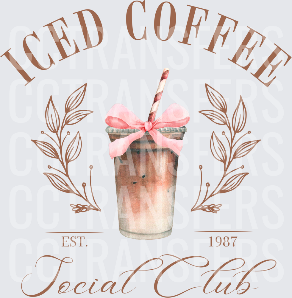 Iced Coffee Social Club Est. 1987 Floral Laurel (DTF)
