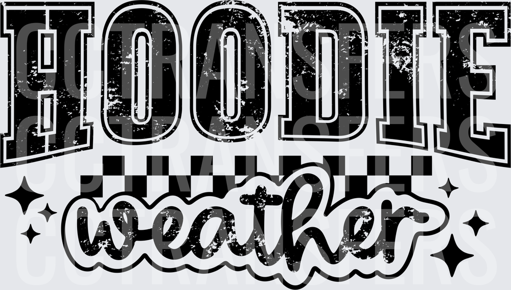 Hoodie Weather Grunge Varsity Checkered Stars (DTF)