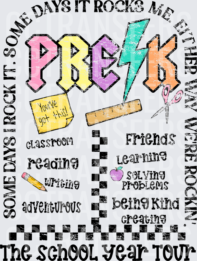 Pre-K School Year Tour Rock Teacher DTF
