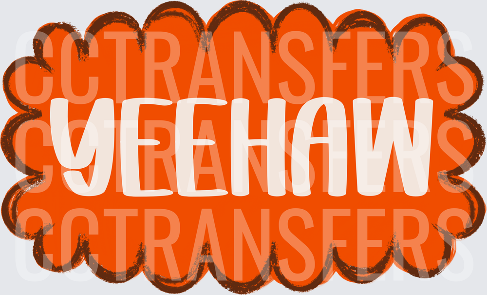 Yeehaw Bold Text Orange Scalloped Badge (DTF)