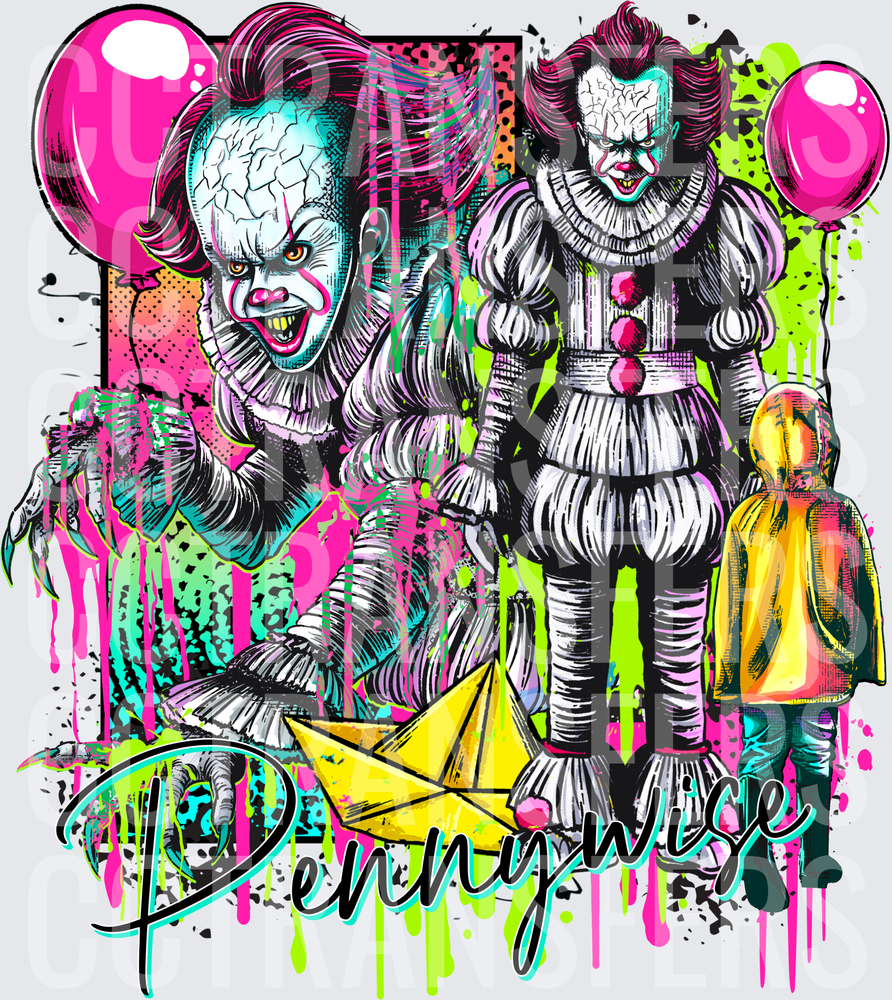Pennywise Horror Clown Graffiti Pop Art with Balloons (DTF)