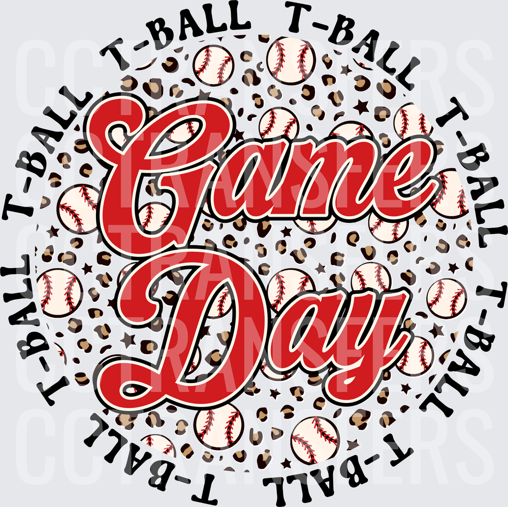 T-Ball Game Day Leopard Print Baseball Circle (DTF)