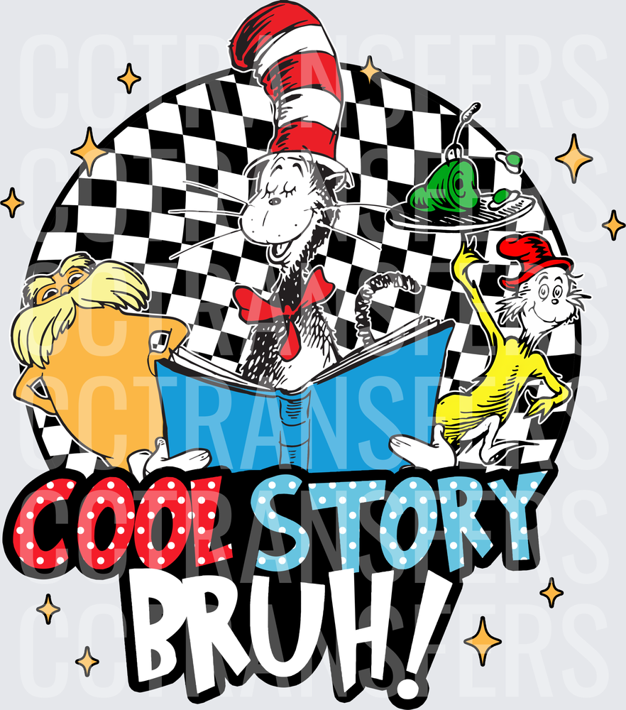 Cool Story Bruh Whimsical Storybook Characters Reading (DTF)