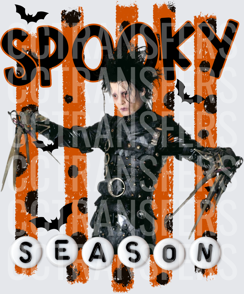 Spooky Season Scissorhands Halloween Bats Orange (DTF)