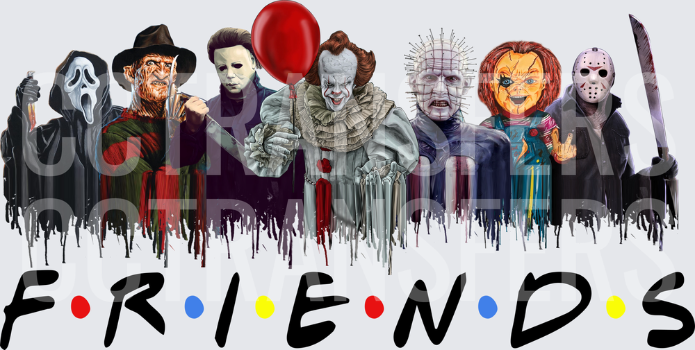 Horror Icons Friends Parody Group DTF