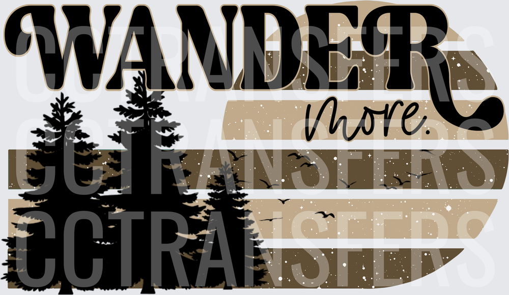 Wander More Pine Trees Birds Retro Stripe Outdoor (DTF)