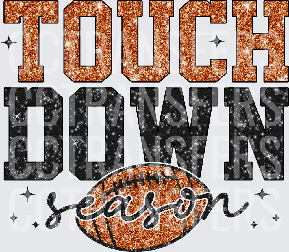 Touchdown Season Glitter Football Sparkle Design (DTF)