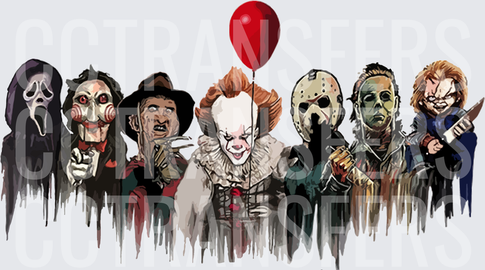 Horror Icons Squad Ghostface Jigsaw Freddy Pennywise Jason Myers Chucky (DTF)
