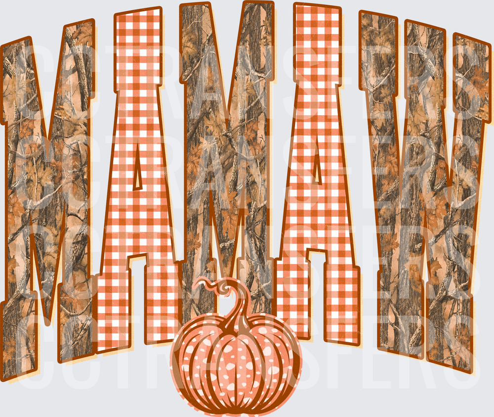Mamaw Fall Camo Gingham Pumpkin Arch (DTF)