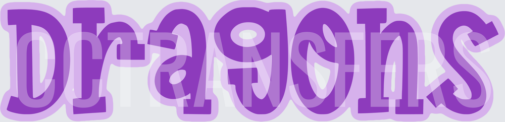 Purple Bold Bubble Letter Dragons Word Art (DTF)