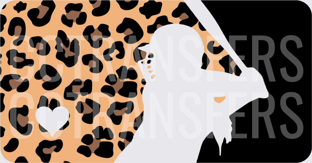 Baseball Batter Silhouette Leopard Print Heart (DTF)