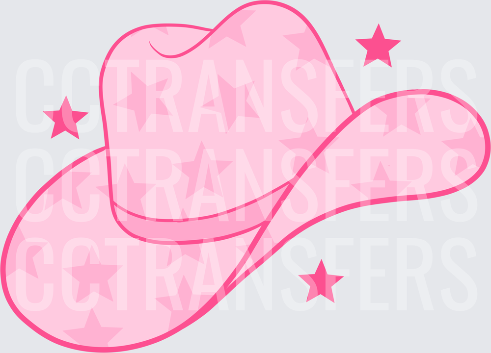 Pink Cowboy Hat with Stars Pattern (DTF)