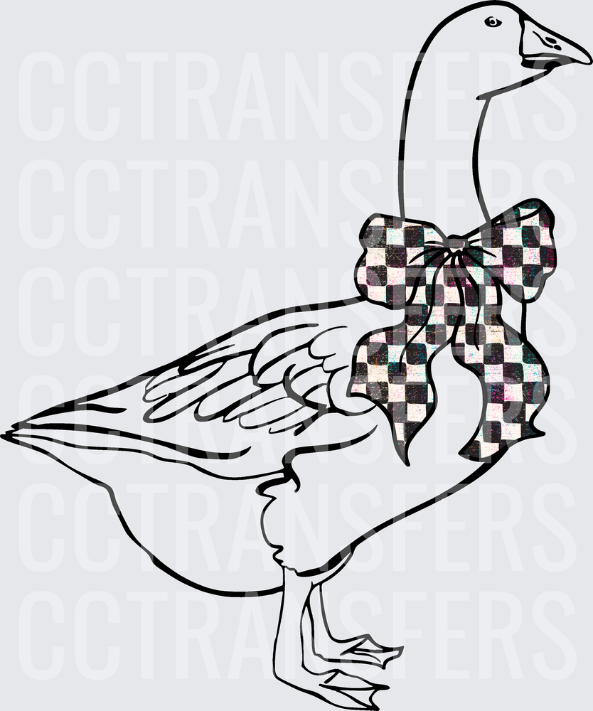 Goose with Checkered Bow (DTF)