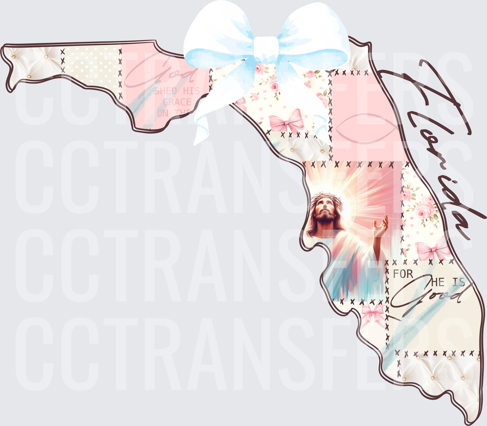 Florida He Is Good Patchwork Faith State Map (DTF)