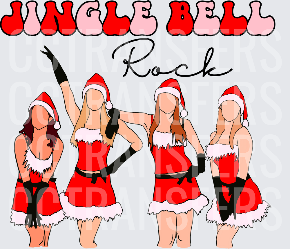 Jingle Bell Rock Four Girls Santa Outfits Christmas (DTF)